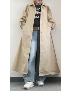 「アイテム（ステンカラーコート）」を使った、takkeさん（メンズ・154cm）の冬コーディネート