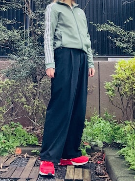 「adidas（アディダス）のadidas / BECKENBAUER TRACK TOP (ﾄﾚｰｽｸﾞﾘｰﾝS17)（ジャージ、グリーン系）」を使った、takkeさん（メンズ・154cm）の春コーディネート