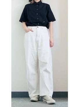 「SUGAR BISKET（シュガービスケット）のデニムパンツ（デニムパンツ、ホワイト系）」を使った、takkeさん（メンズ・154cm）の夏コーディネート