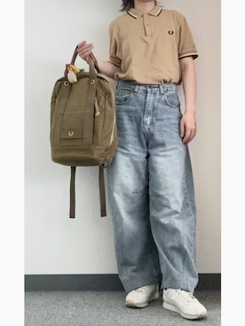 「アイテム（ポロシャツ）」を使った、takkeさん（メンズ・154cm）の秋コーディネート