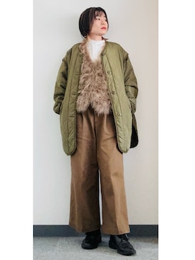 「アイテム（ノーカラージャケット）」を使った、takkeさん（メンズ・154cm）の冬コーディネート