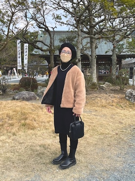 「SUGAR BISKET（シュガービスケット）のアイテム（ブーツ）」を使った、𝚀-𝚌𝚑𝚊𝚗さん（レディース・158cm）の冬コーディネート