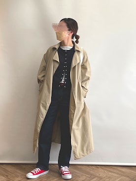 「赤コンバース」｜「アイテム（ジャケット/アウター）」を使った、𝚀-𝚌𝚑𝚊𝚗さん（レディース・158cm）の春コーディネート