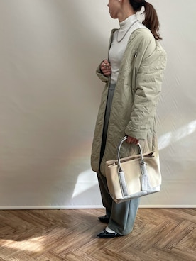 「StyleSea（スタイルシー）のアイテム（ノーカラージャケット）」を使った、𝚀-𝚌𝚑𝚊𝚗さん（レディース・158cm）の冬コーディネート