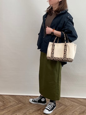 「GeeRA（ジーラ）のアイテム（ブルゾン）」を使った、𝚀-𝚌𝚑𝚊𝚗さん（レディース・158cm）の秋コーディネート