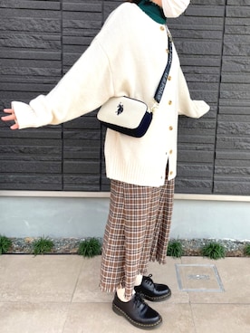 「Dr. Martens（ドクターマーチン）のDr.Martens / ドクターマーチン 1461 3EYE GIBSON SHOE 3ホール ギブソン シューズ ブーツ（ブーツ）」を使った、しばさん（レディース・161cm）の秋コーディネート