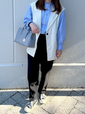 「RAY CASSIN（レイカズン）のアイテム（ベスト）」を使った、yuriさん（レディース・161cm）の春コーディネート