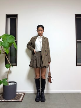 「アイテム（テーラードジャケット）」を使った、Reiさん（レディース・158cm）の冬コーディネート