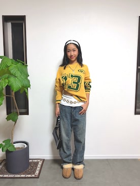 「アイテム（ヘアバンド）」を使った、Reiさん（レディース・158cm）の秋コーディネート