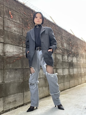 「Re:make（リメイク）のアイテム（パンツ）」を使った、Zagiさん（レディース・152cm）の冬コーディネート