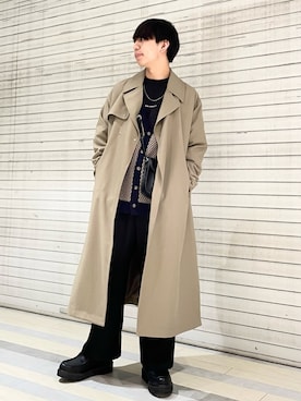 「RAGEBLUE（レイジブルー）のアイテム（トレンチコート）」を使った、おむらいす(rageblue )さん（メンズ・173cm）の冬コーディネート