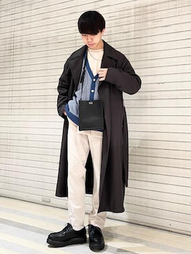 「RAGEBLUE（レイジブルー）のアイテム（トレンチコート）」を使った、おむらいす(rageblue )さん（メンズ・173cm）の冬コーディネート