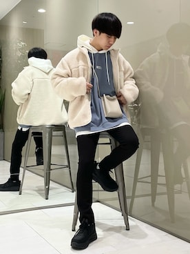 「RAGEBLUE（レイジブルー）のアイテム（チノパンツ）」を使った、おむらいす(rageblue )さん（メンズ・173cm）の秋コーディネート