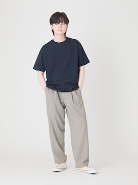 「Park Slope NEWYORKER（パークスロープニューヨーカー）の【ストレッチ・デイリー・テック感】テックTシャツ（Tシャツ/カットソー、ブルー系）」を使った、Park Slope_officialさんの春コーディネート