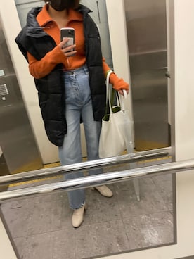 「H&M（エイチ・アンド・エム）のアイテム（ダウンベスト）」を使った、Seinaさん（レディース・155cm）の春コーディネート
