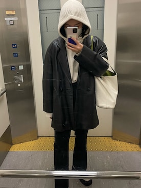 「no brand（ノーブランド）のアイテム（ライダースジャケット）」を使った、Seinaさん（レディース・155cm）の秋コーディネート