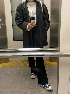 「アイテム（ライダースジャケット）」を使った、Seinaさん（レディース・155cm）の冬コーディネート