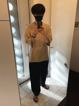 「NANO universe（ナノユニバース）のアイテム（サンダル）」を使った、naomichiさん（メンズ・180cm）の秋コーディネート