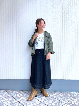 「Chez toi（シェトワ）のアイテム（ミリタリージャケット）」を使った、たかぽんさん（レディース・163cm）の秋コーディネート