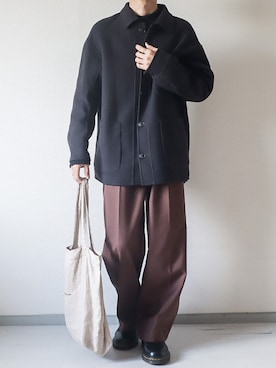「ブラウンパンツ」｜「アイテム（その他）」を使った、kotaさん（メンズ・173cm）の冬コーディネート