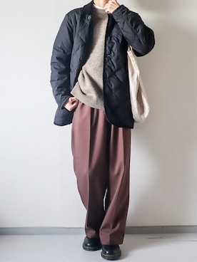 「ブラウンパンツ」｜「アイテム（その他）」を使った、kotaさん（メンズ・173cm）の冬コーディネート