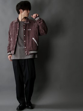 「SITRY（シトリー）のアイテム（スタジャン）」を使った、狩野 博文さん（メンズ・178cm）の秋コーディネート