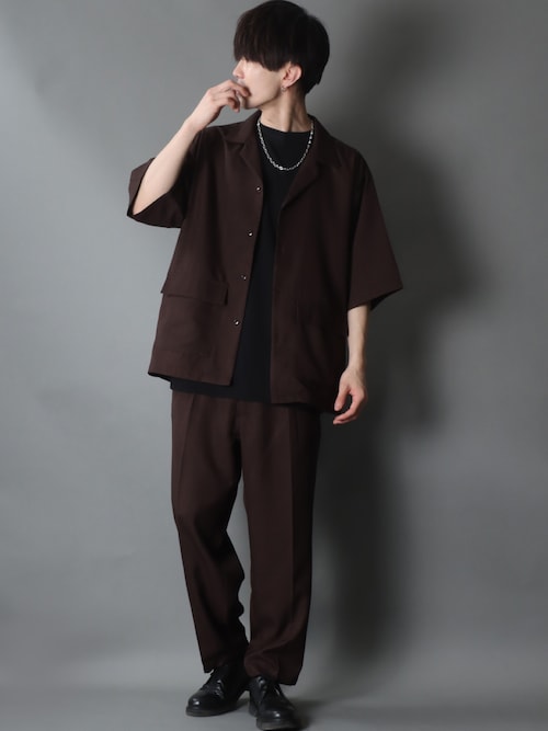 ルードギャラリー 音符 オープンカラーシャツ セットアップ 2 セール】ポリトロ オープンカラー シャツ＆テーパードパンツ