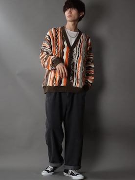 「ニットカーディガン」｜狩野 博文さん（メンズ・178cm・20代）の秋コーディネート