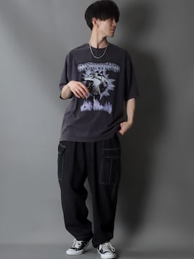 「CONVERSE（コンバース）のCONVERSE コンバース オール スター オックス / ALL STAR OX(BLACK) 32160321（スニーカー）」を使った、狩野 博文さん（メンズ・178cm・20代）の春コーディネート