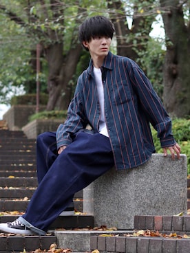 「CONVERSE（コンバース）のCONVERSE コンバース オール スター オックス / ALL STAR OX(BLACK) 32160321（スニーカー）」を使った、狩野 博文さん（メンズ・178cm・20代）の秋コーディネート