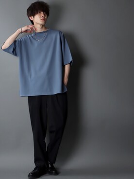 「SITRY（シトリー）のloose tapered tuck wide Pants/ルーズ テーパード タック ワイドパンツ（スラックス）」を使った、狩野 博文さん（メンズ・178cm）の春コーディネート