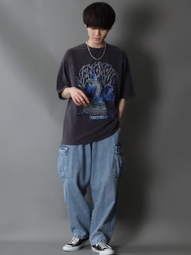 「CONVERSE（コンバース）のCONVERSE コンバース オール スター オックス / ALL STAR OX(BLACK) 32160321（スニーカー）」を使った、狩野 博文さん（メンズ・178cm・20代）の春コーディネート