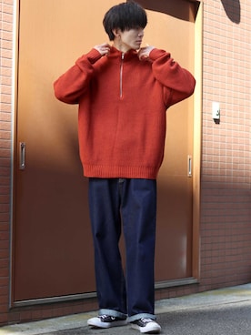 「CONVERSE（コンバース）のCONVERSE コンバース オール スター オックス / ALL STAR OX(BLACK) 32160321（スニーカー）」を使った、狩野 博文さん（メンズ・178cm・20代）の秋コーディネート