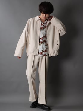 「ドルマンスリーブ」｜「アイテム（ブルゾン）」を使った、狩野 博文さん（メンズ・178cm）の秋コーディネート