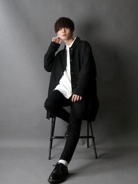 「SITRY（シトリー）のアイテム（チェスターコート）」を使った、狩野 博文さん（メンズ・178cm）の秋コーディネート