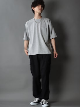 「CONVERSE（コンバース）のCONVERSE コンバース オール スター オックス / ALL STAR OX(BLACK) 32160321（スニーカー）」を使った、狩野 博文さん（メンズ・178cm・20代）の夏コーディネート
