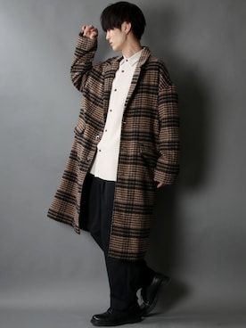 「SITRY（シトリー）のアイテム（チェスターコート）」を使った、狩野 博文さん（メンズ・178cm）の冬コーディネート