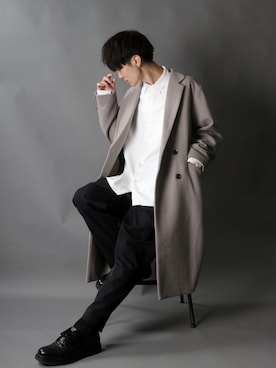「SITRY（シトリー）のアイテム（チェスターコート）」を使った、狩野 博文さん（メンズ・178cm）の秋コーディネート