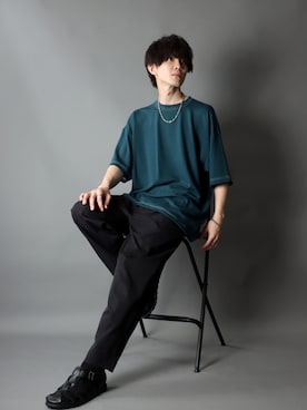 「SITRY（シトリー）のloose tapered tuck wide Pants/ルーズ テーパード タック ワイドパンツ（スラックス）」を使った、狩野 博文さん（メンズ・178cm）の春コーディネート