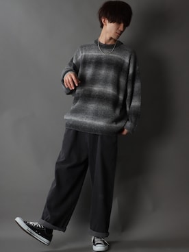 「CONVERSE（コンバース）のCONVERSE コンバース オール スター オックス / ALL STAR OX(BLACK) 32160321（スニーカー）」を使った、狩野 博文さん（メンズ・178cm・20代）の冬コーディネート