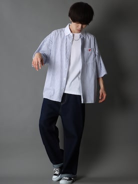 「CONVERSE（コンバース）のCONVERSE コンバース オール スター オックス / ALL STAR OX(BLACK) 32160321（スニーカー）」を使った、狩野 博文さん（メンズ・178cm・20代）の夏コーディネート