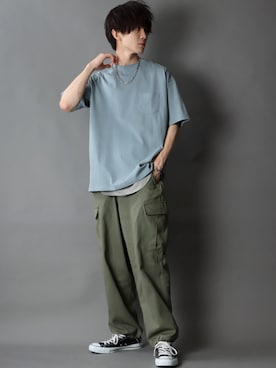 「CONVERSE（コンバース）のCONVERSE コンバース オール スター オックス / ALL STAR OX(BLACK) 32160321（スニーカー）」を使った、狩野 博文さん（メンズ・178cm・20代）の夏コーディネート