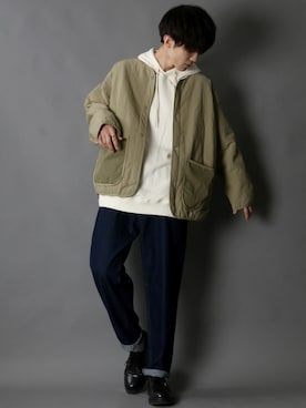 「キルトジャケット」｜「アイテム（ジャケット/アウター）」を使った、狩野 博文さん（メンズ・178cm）の秋コーディネート