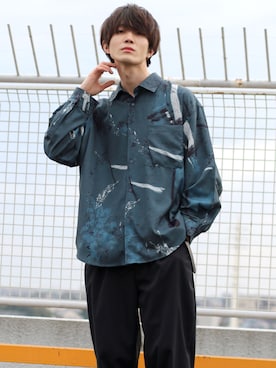 「SITRY（シトリー）のloose tapered tuck wide Pants/ルーズ テーパード タック ワイドパンツ（スラックス）」を使った、狩野 博文さん（メンズ・178cm）の春コーディネート