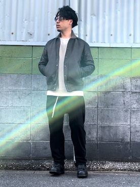 「DRKSHDW（ダークシャドウ）のアイテム（スウェットパンツ）」を使った、ケイさん（メンズ・175cm）の春コーディネート