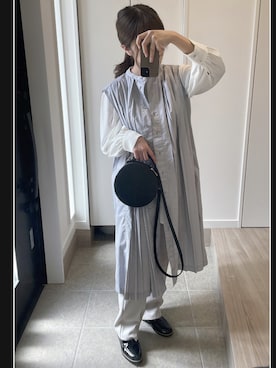 「ブルーコーデ」｜「アイテム（シャツワンピース）」を使った、mhra_fashionさん（レディース・158cm）の春コーディネート