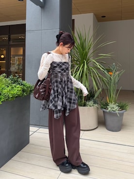 「アイテム（チュニック）」を使った、わさん（レディース・160cm）の秋コーディネート