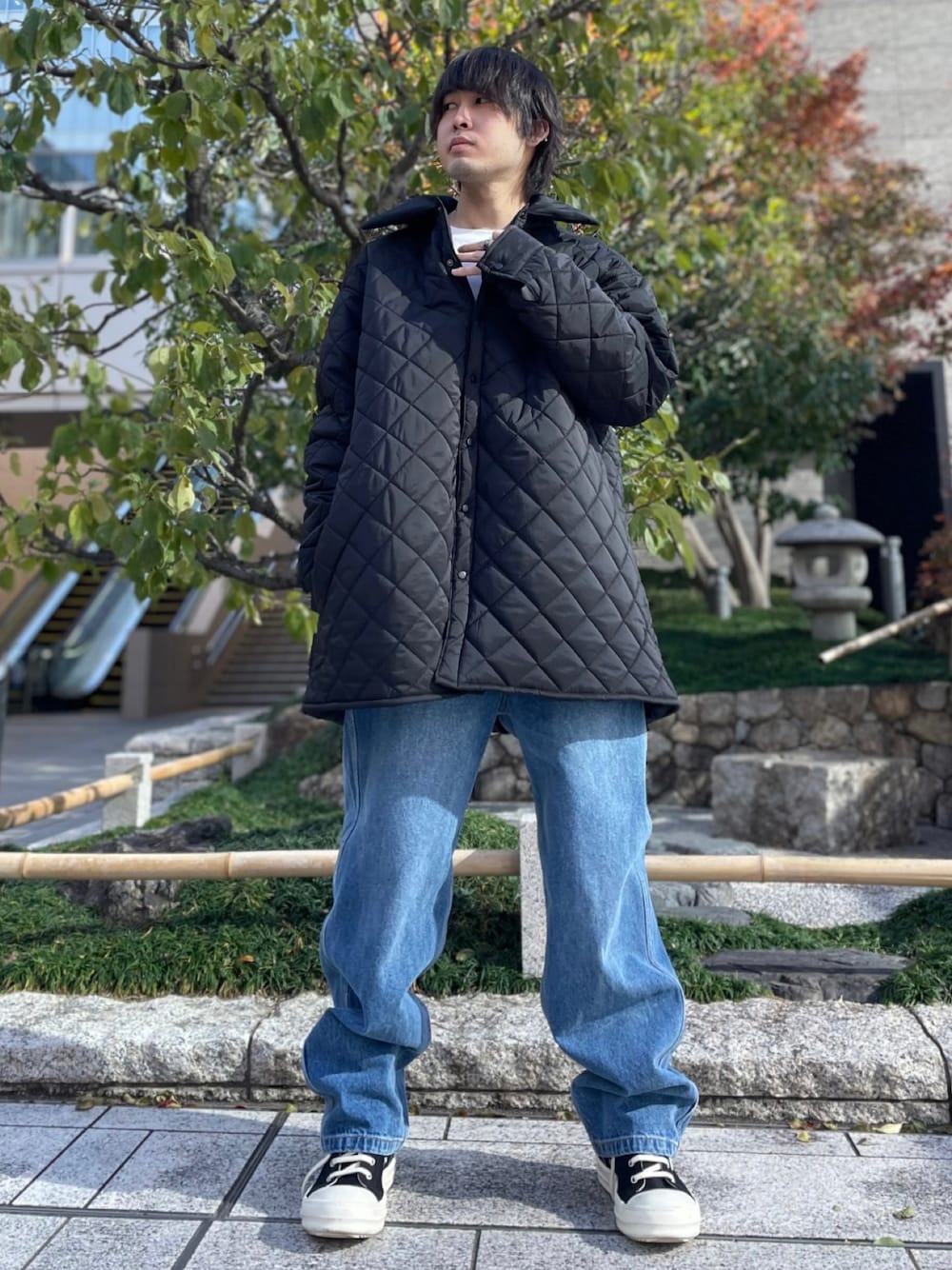 「LHP、休日スタイル、ootd、カジュアルコーデ、ストリートファッション、今日のコーデ、秋冬コーデ、lhplucuaosaka、LHPLUCUA大阪、未来のWEARISTAプロジェクト」｜「WHITELANDのWHITELAND/ホワイトランド/ワイドデニムパンツ（デニムパンツ、ブルー系）」を使った、Toshiki Masudaさん（メンズ・170cm）の冬コーディネートの1枚目の写真