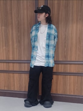 「WHITELAND（ホワイトランド）のアイテム（シャツ/ブラウス）」を使った、Toshiki Masudaさん（メンズ・170cm）の夏コーディネート