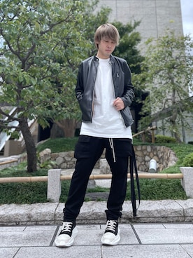 「DANKE SCHON（ダンケシェーン）のアイテム（ライダースジャケット）」を使った、Toshiki Masudaさん（メンズ・170cm）の秋コーディネート